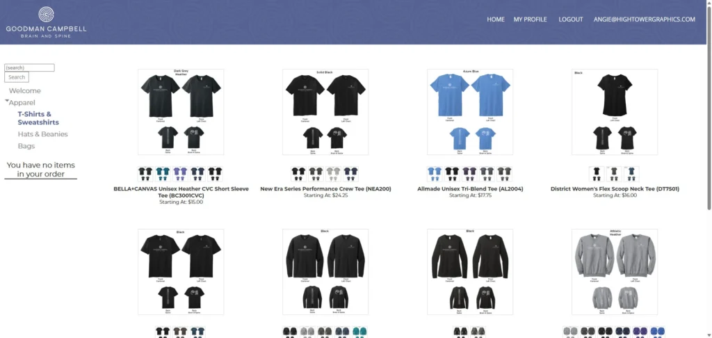 apparel store screenshot